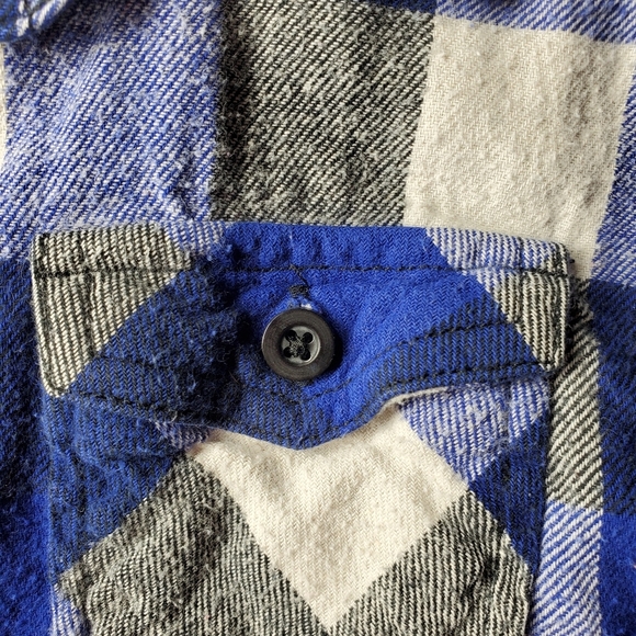 Faded Glory Blue Gray White Boys Flannel Shirt Size Small 6-7 EUC - Picture 4 of 14
